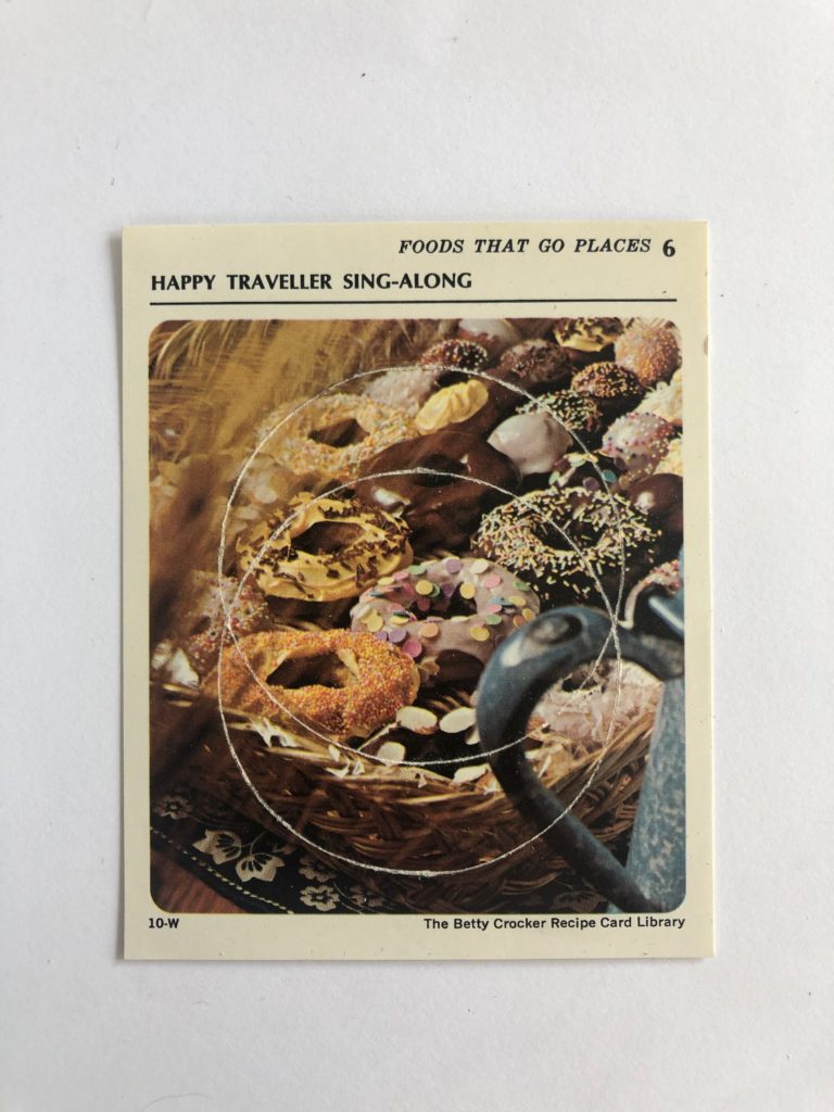 Betty Crocker recipe card with graphite and/or copper wire.