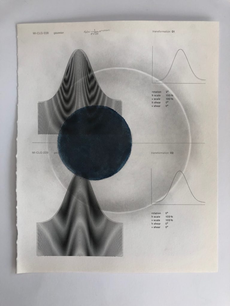 Collage on moire with graphite and/or colored pencil, and/or watercolor, and/or scotch tape, 2020.